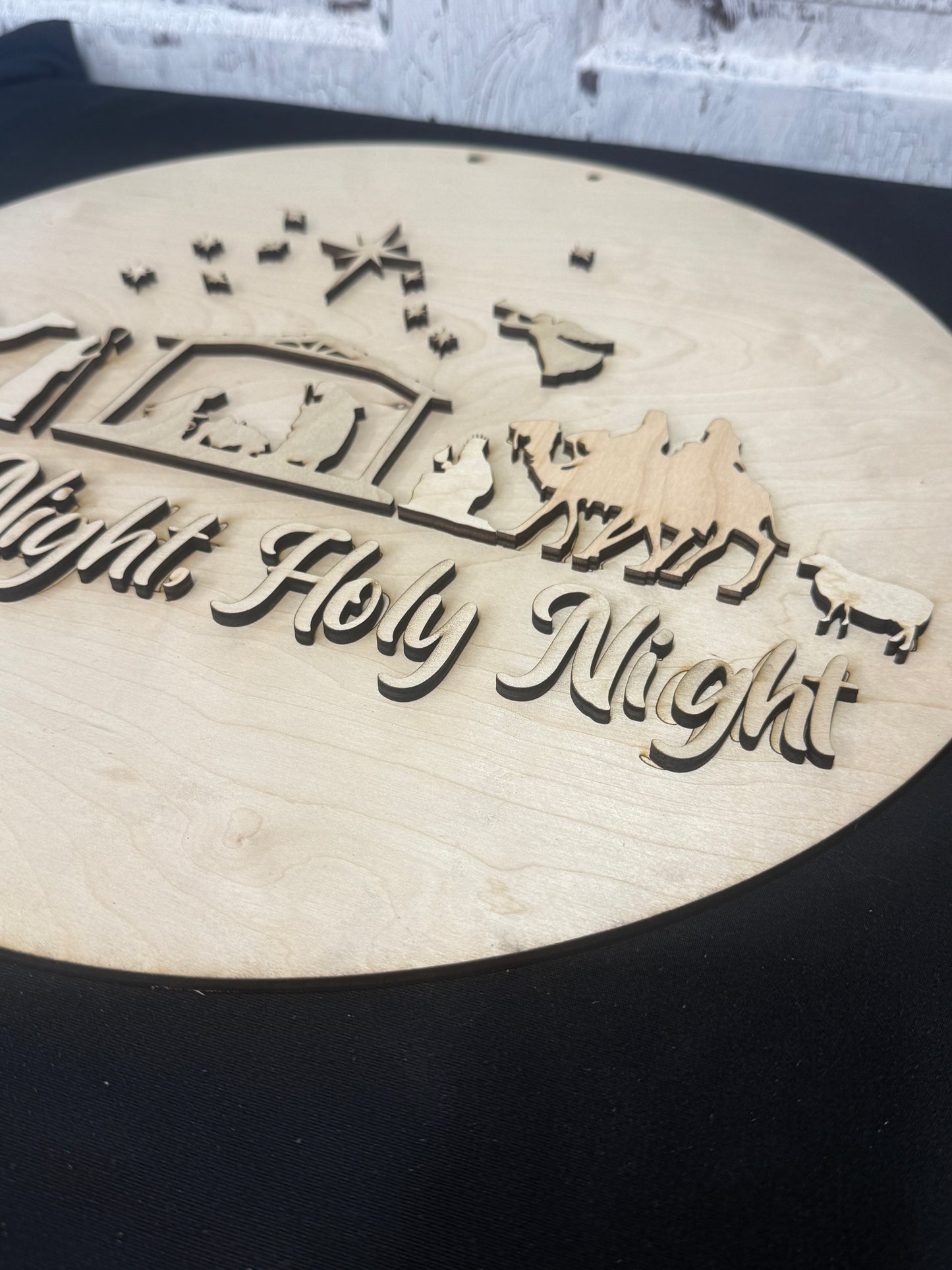 Silent Night Holy Night Nativity Door Hanger