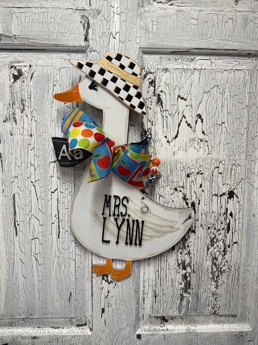 Personalized Teacher Goose Door Hanger – Custom Classroom Decor