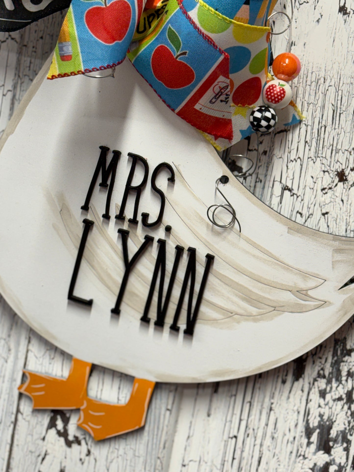 Personalized Teacher Goose Door Hanger – Custom Classroom Decor