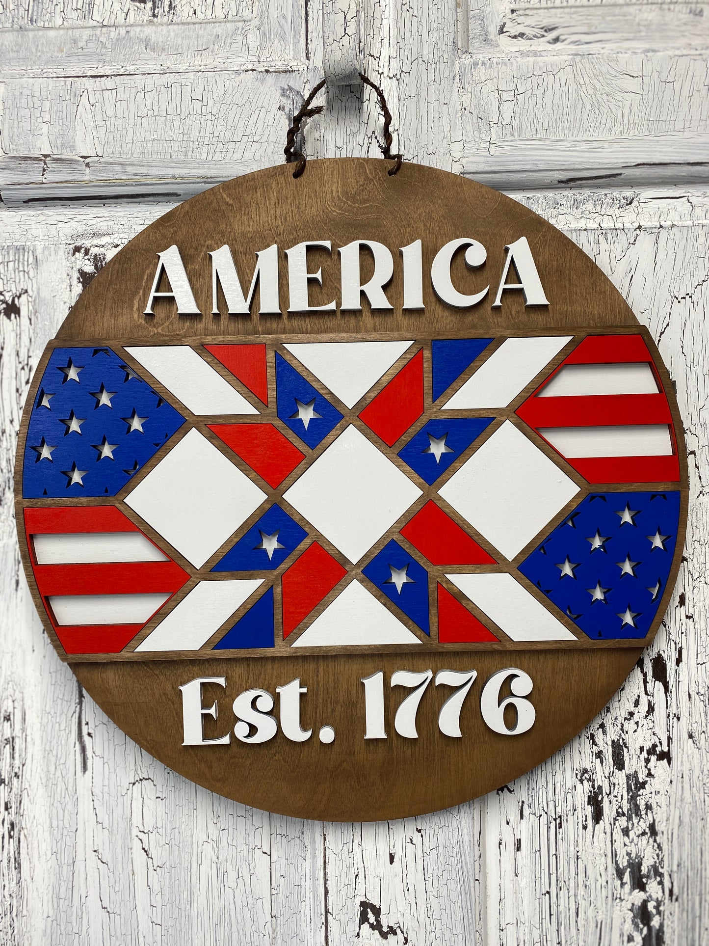 Patriotic Barn Quilt Door Hanger, Americana Front Door Wreath, DIY Kits