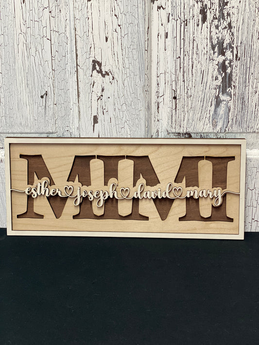 Grandparents Day Sign With Children's Names Personalized  Mom Family Name Mimi Grandma Pops Grandpa Grandchildren Wooden Family Sign Gifts