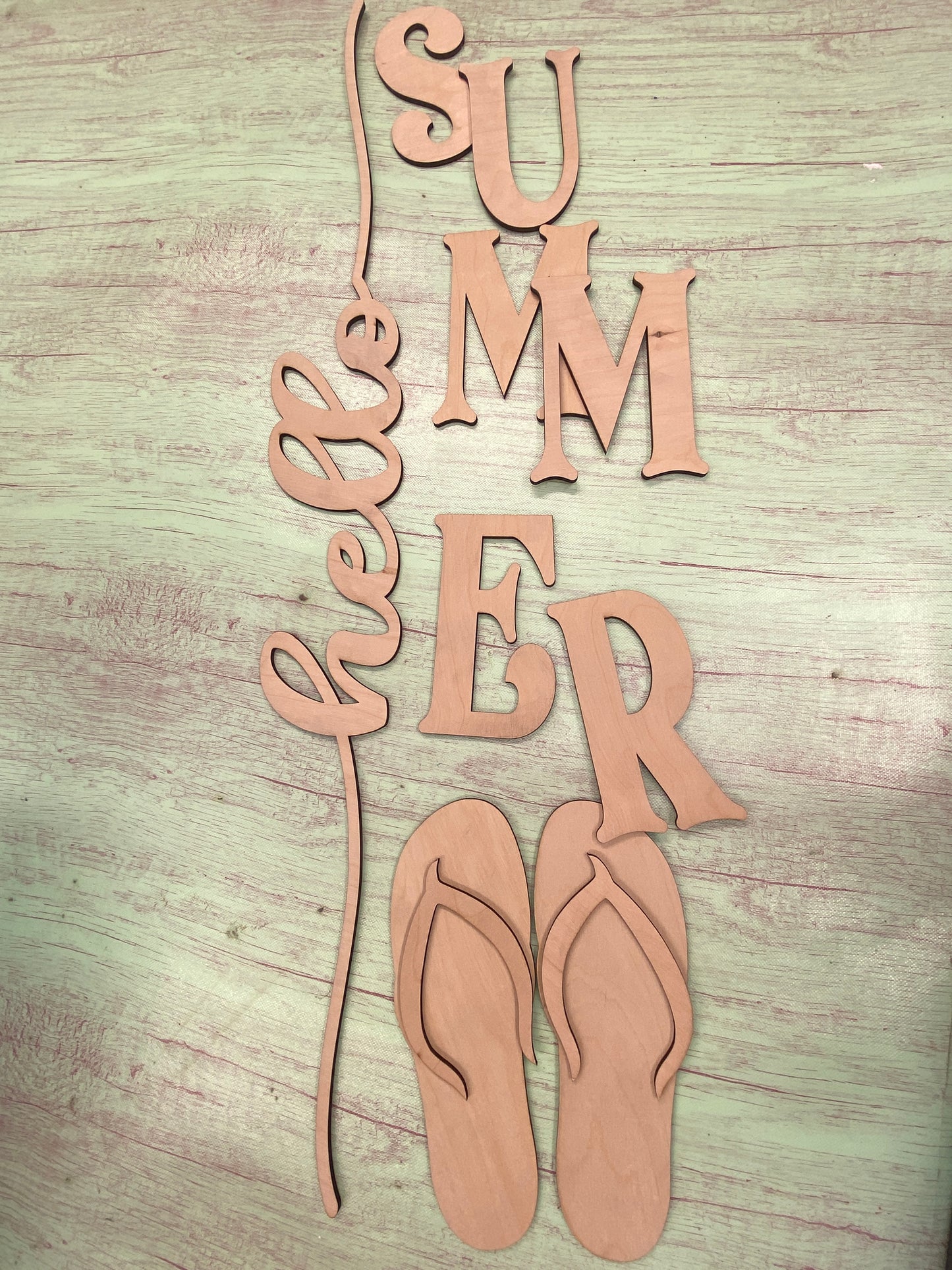 Hello Summer with Flip Flops DIY Porch Leaner Kit -  3D Cutout Pieces