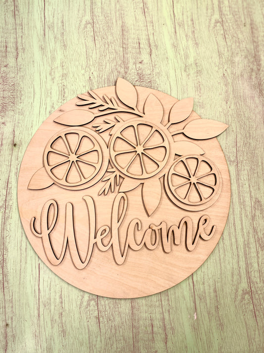 DIY Lemon, Orange, Lime Slice Door Hanger Kit - Welcome Sign DIY Laser-Cut Door Hanger Kit