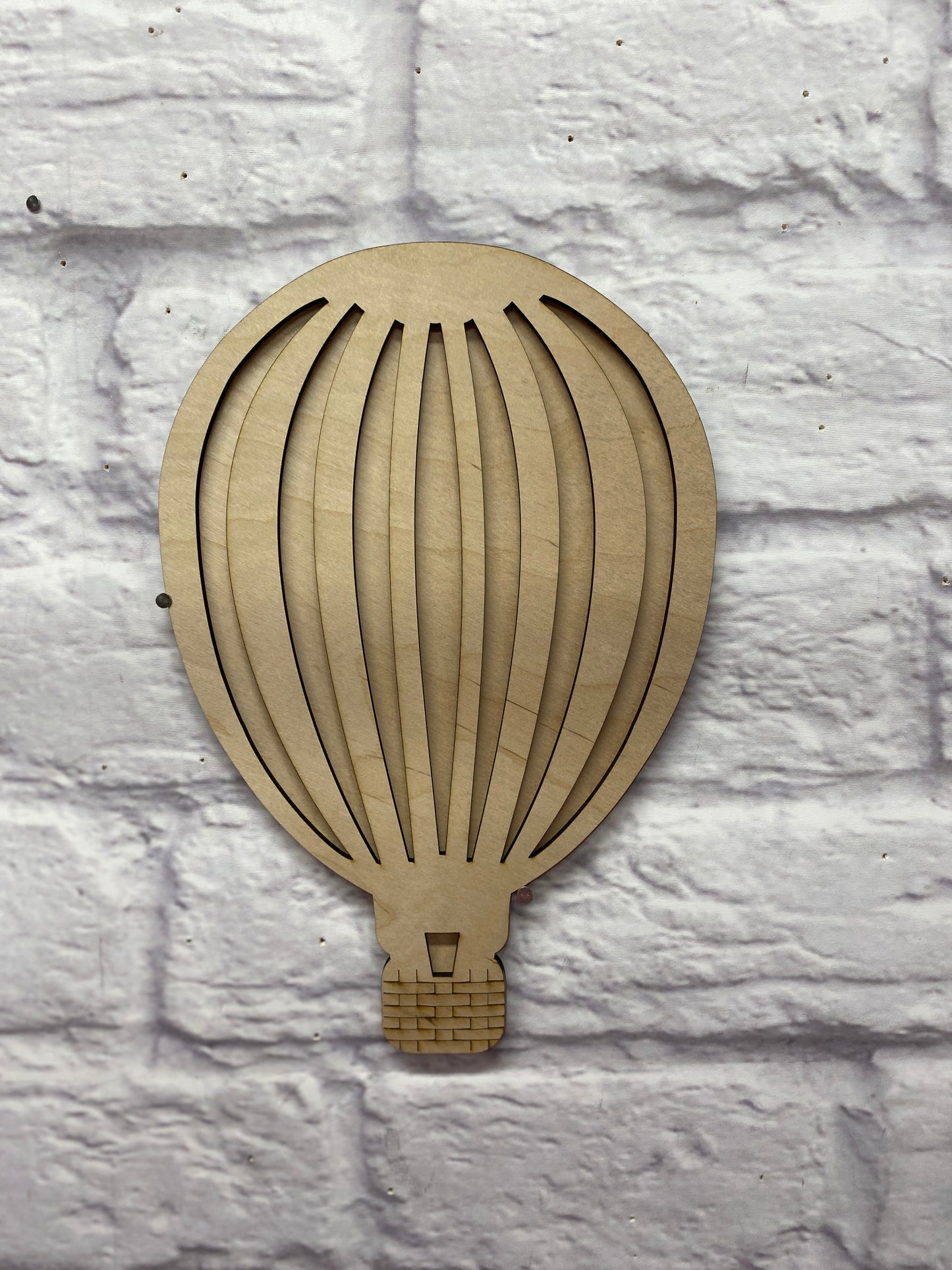 Wood Hot Air Balloon Cutout | 2-Layer Laser Cut Blank | DIY Paintable Wooden Craft | Layered Balloon Shape for Nursery, Kids Room, or Door Hanger