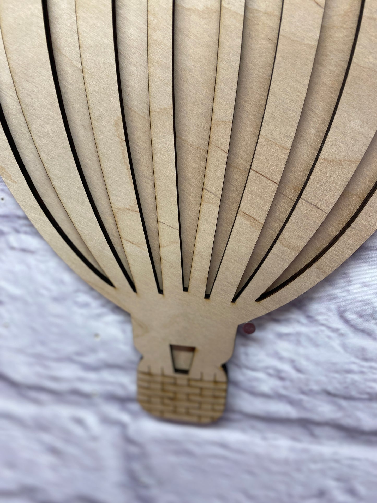 Wood Hot Air Balloon Cutout | 2-Layer Laser Cut Blank | DIY Paintable Wooden Craft | Layered Balloon Shape for Nursery, Kids Room, or Door Hanger