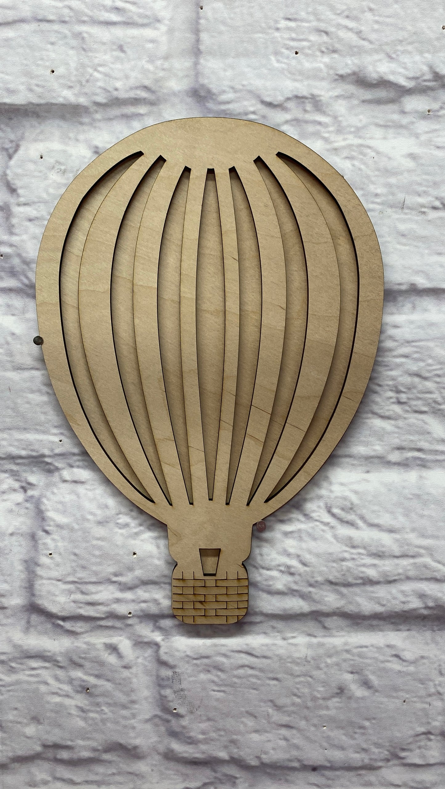 Wood Hot Air Balloon Cutout | 2-Layer Laser Cut Blank | DIY Paintable Wooden Craft | Layered Balloon Shape for Nursery, Kids Room, or Door Hanger