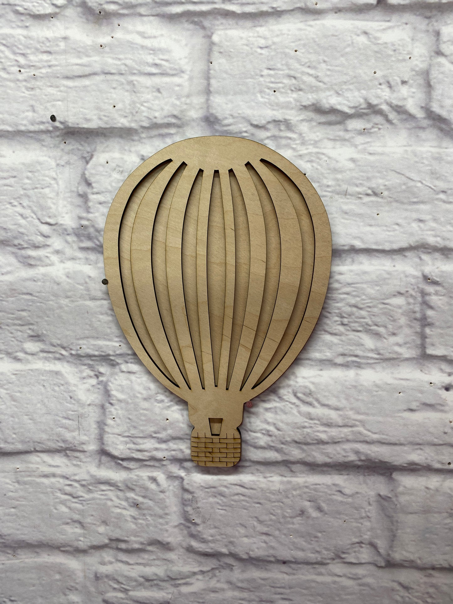 Wood Hot Air Balloon Cutout | 2-Layer Laser Cut Blank | DIY Paintable Wooden Craft | Layered Balloon Shape for Nursery, Kids Room, or Door Hanger
