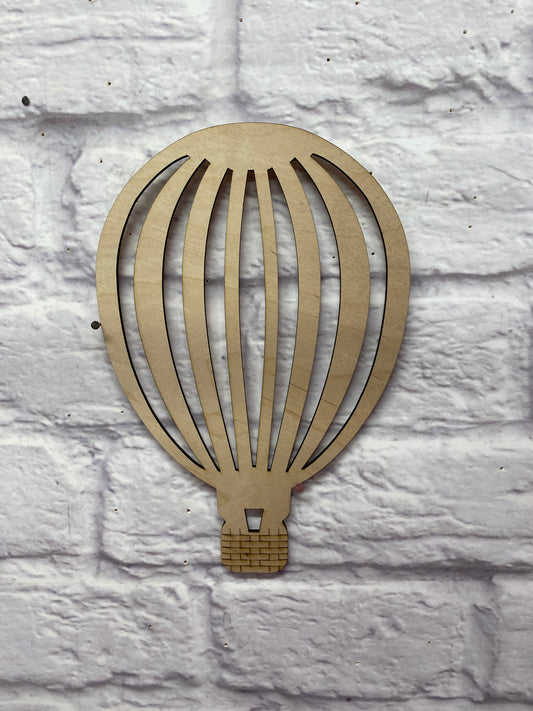 Wood Hot Air Balloon Cutout | 2-Layer Laser Cut Blank | DIY Paintable Wooden Craft | Layered Balloon Shape for Nursery, Kids Room, or Door Hanger
