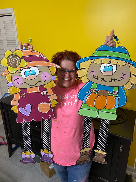 Scarecrow or Ms Scarecrow Ribbon Leg Paint With Me Online Paint Party / Virtual Workshop