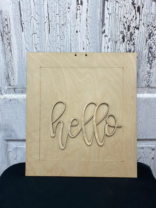 Square ish Rectangle Door Hanger Kit, Hi Hello Hey Yall Door Decor Laser-Cut Door Hanger Kit