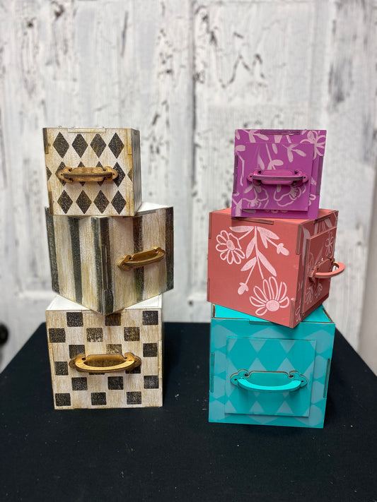 Square Planter Boxes with Faux Handle Hardware Laser Cut / Wooden Blank