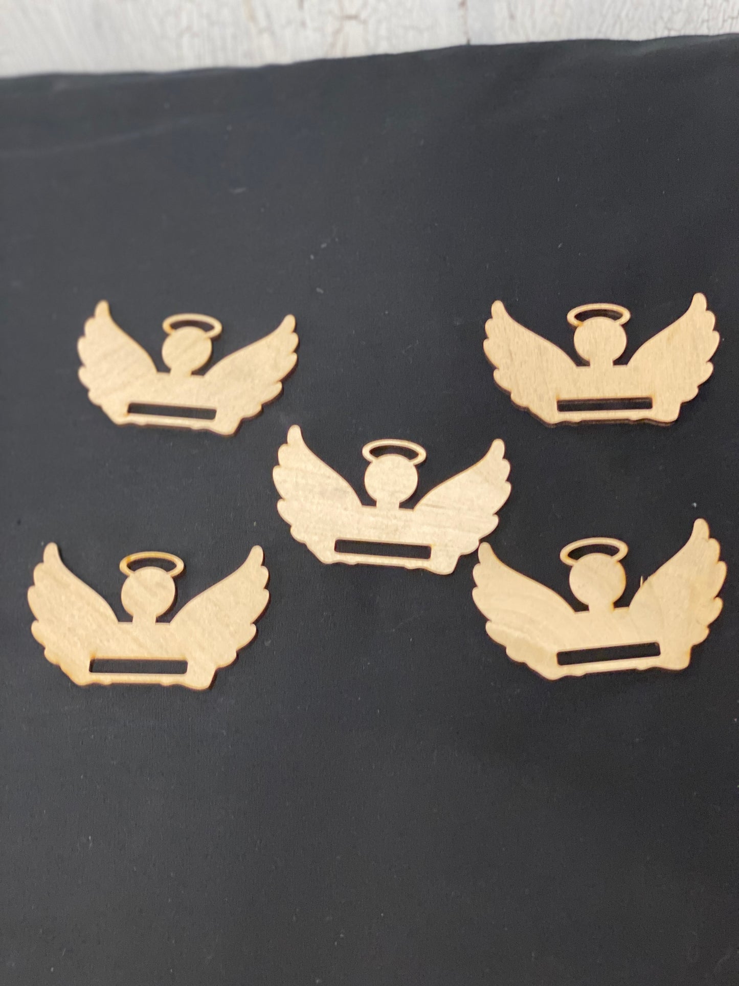 Wooden Angel Tassel Ornaments – 5 Pk. DIY Memorial Keepsake Blanks with Ribbon or Fabric Slot