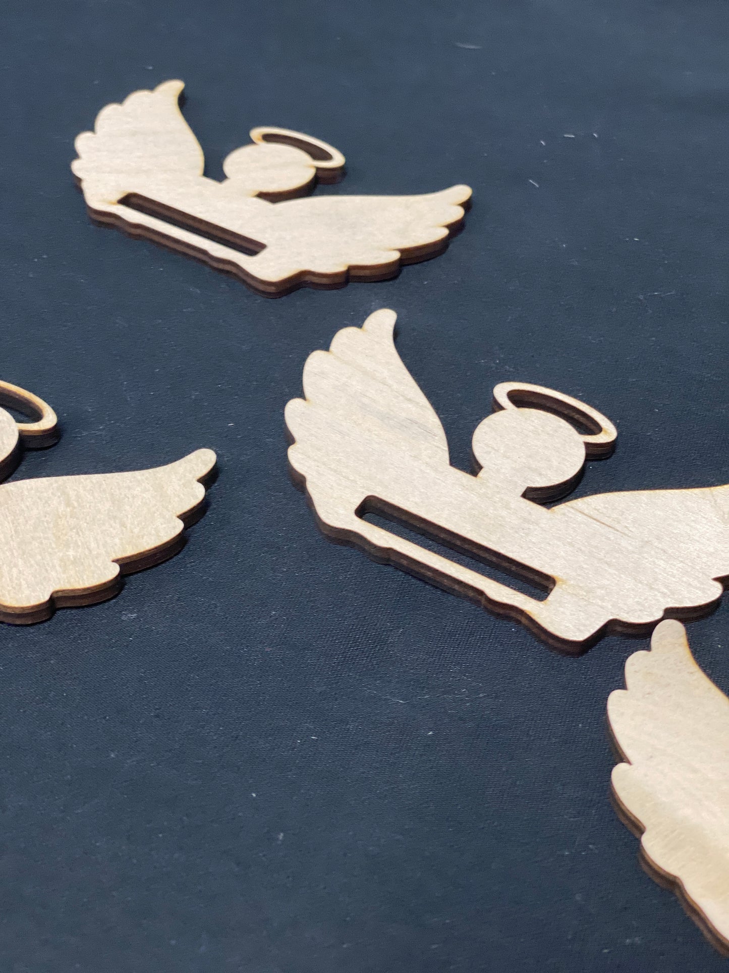 Wooden Angel Tassel Ornaments – 5 Pk. DIY Memorial Keepsake Blanks with Ribbon or Fabric Slot