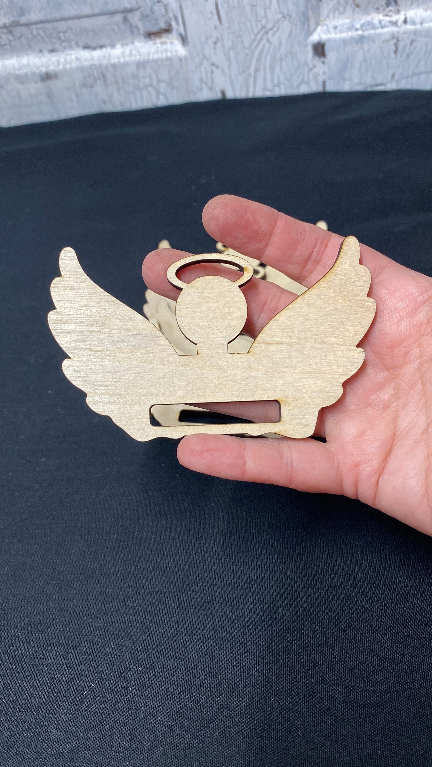 Wooden Angel Tassel Ornaments – 5 Pk. DIY Memorial Keepsake Blanks with Ribbon or Fabric Slot