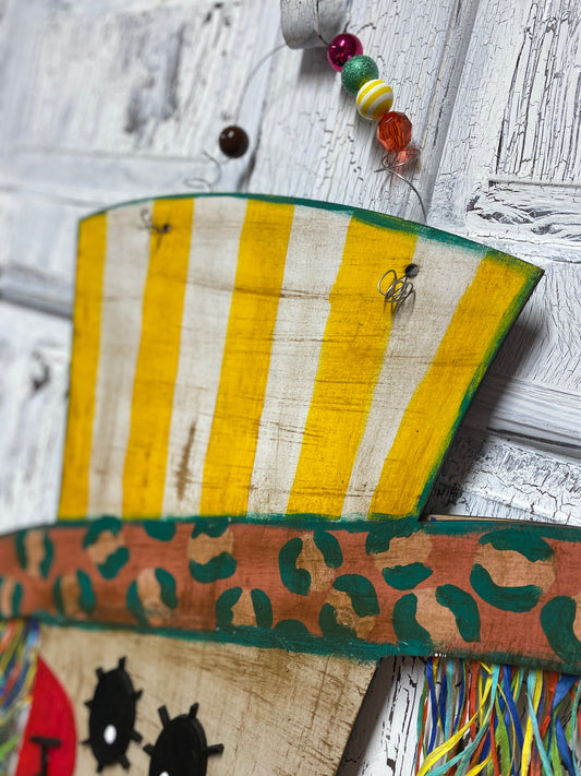 Whimsical Scarecrow Door Hanger – Hand Painted Rustic Fall Decor