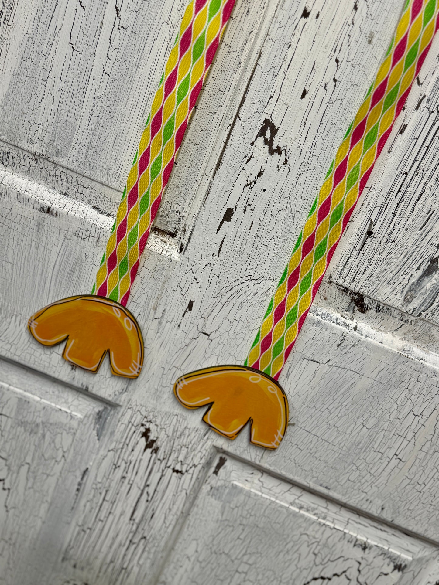 Whimsical Hand Painted Turkey Door Hanger with Ribbon Legs – Thanksgiving Door Decor