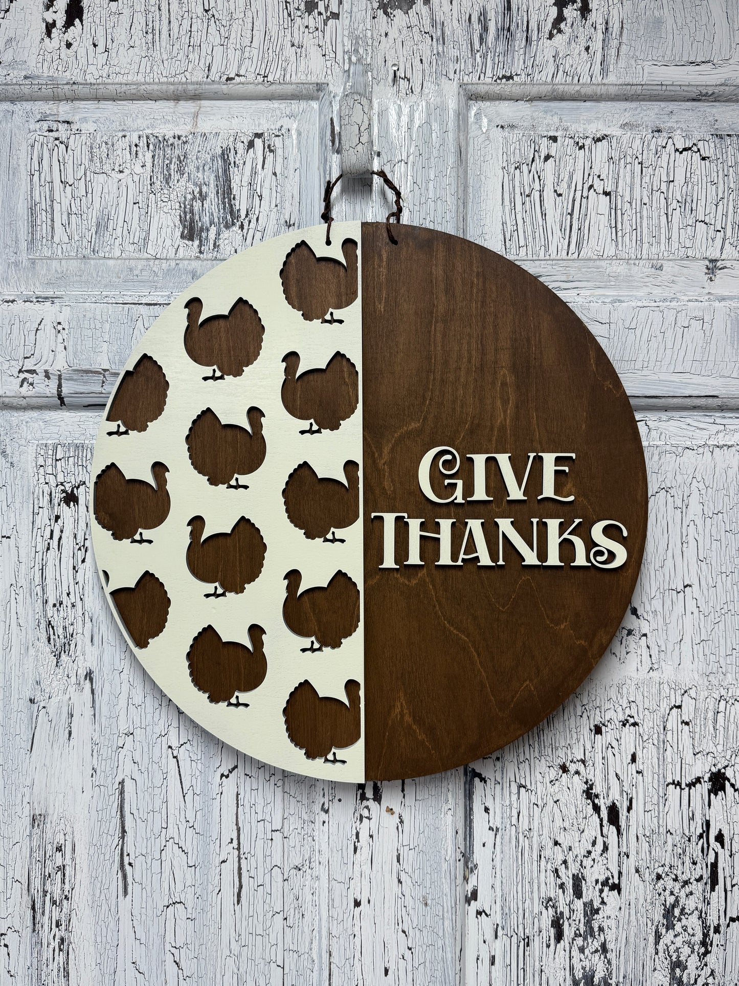 Give Thanks Turkey Theme Layered Door Hanger