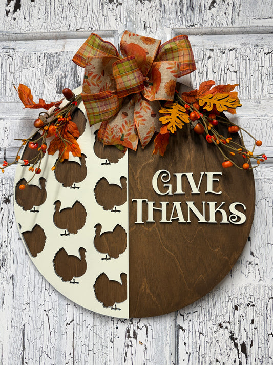 Give Thanks Turkey Theme Layered Door Hanger