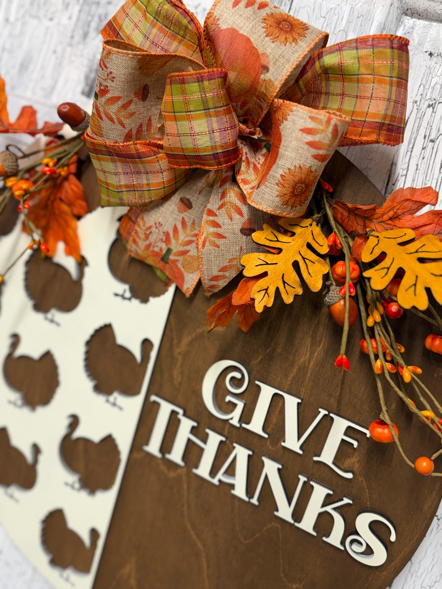 Give Thanks Turkey Theme Layered Door Hanger