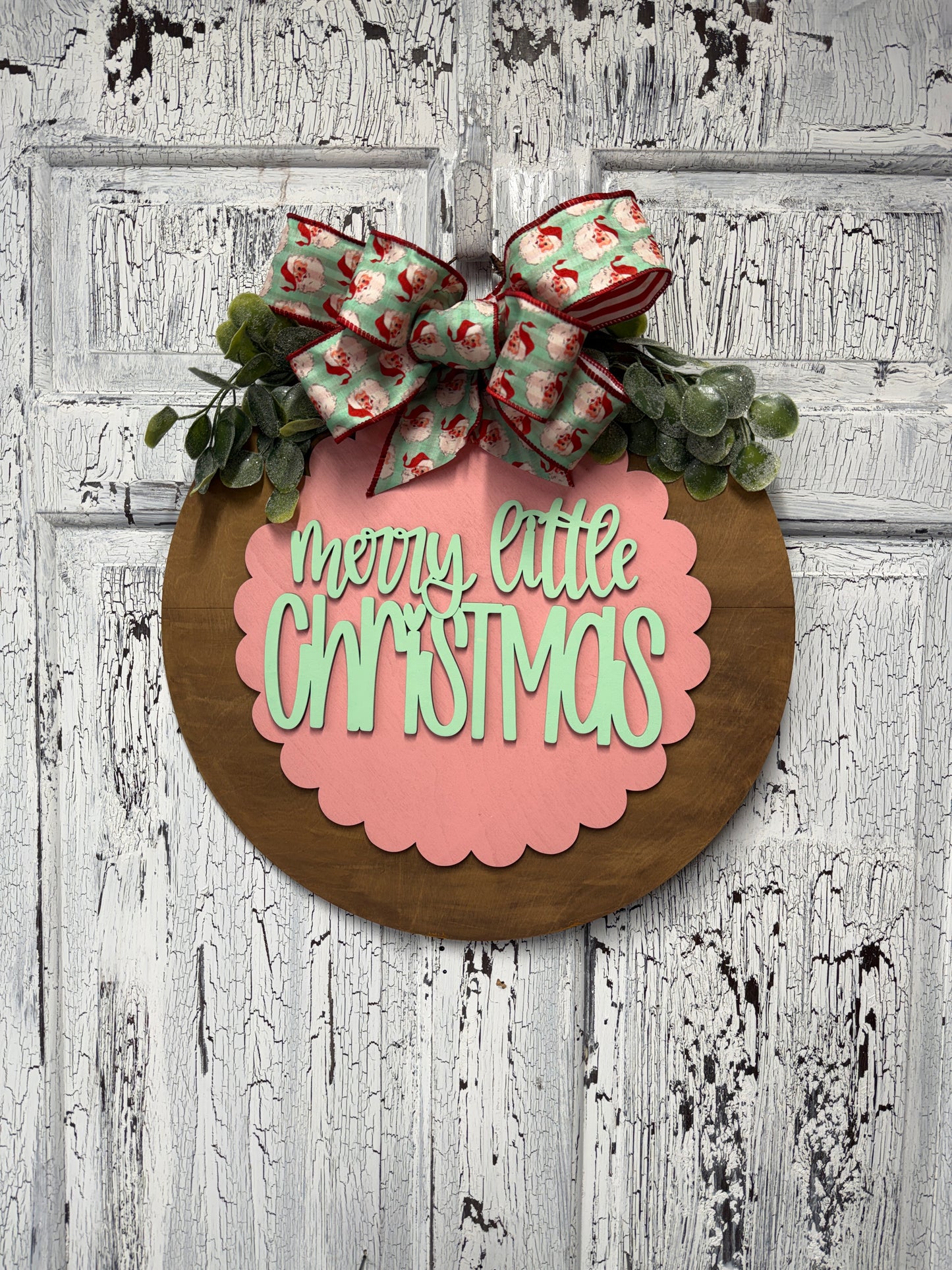 Christmas Front Door Hanger Wreath, Wooden Gift for New Homeowner, Merry Little Warm Holiday Greeting Wall Decor, From Realtor to Clients