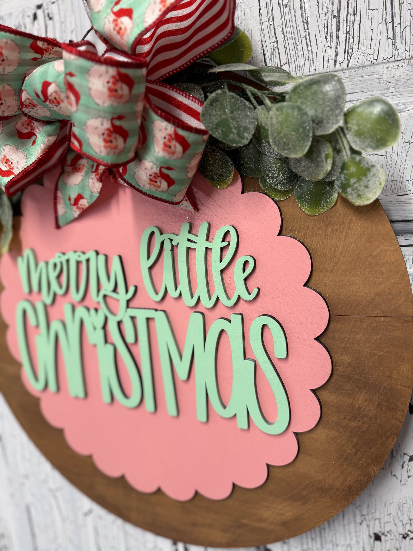 Christmas Front Door Hanger Wreath, Wooden Gift for New Homeowner, Merry Little Warm Holiday Greeting Wall Decor, From Realtor to Clients