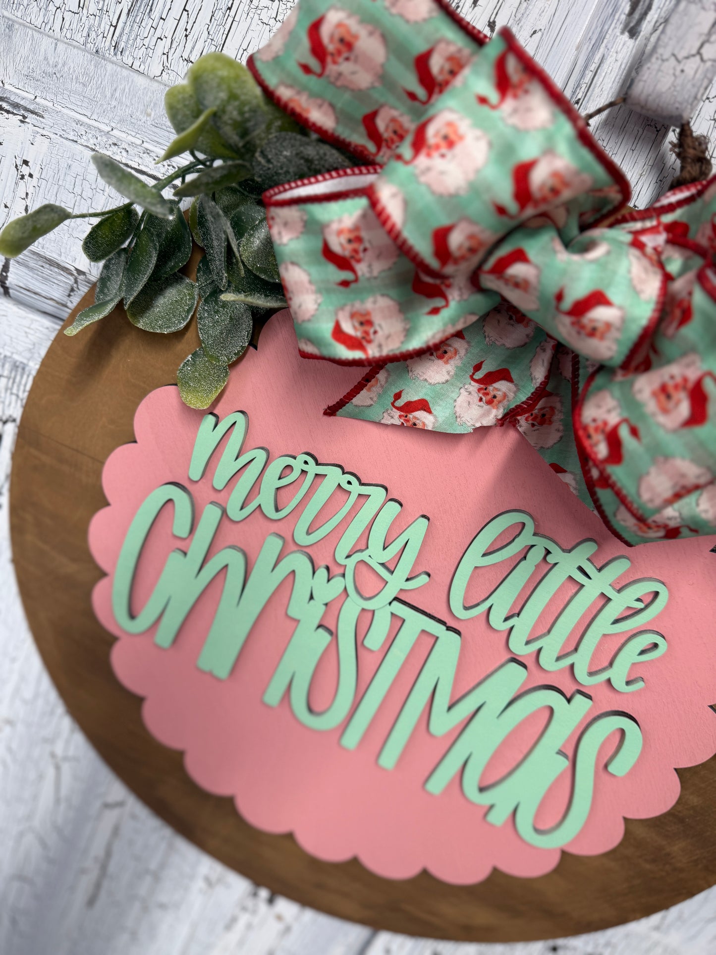 Christmas Front Door Hanger Wreath, Wooden Gift for New Homeowner, Merry Little Warm Holiday Greeting Wall Decor, From Realtor to Clients