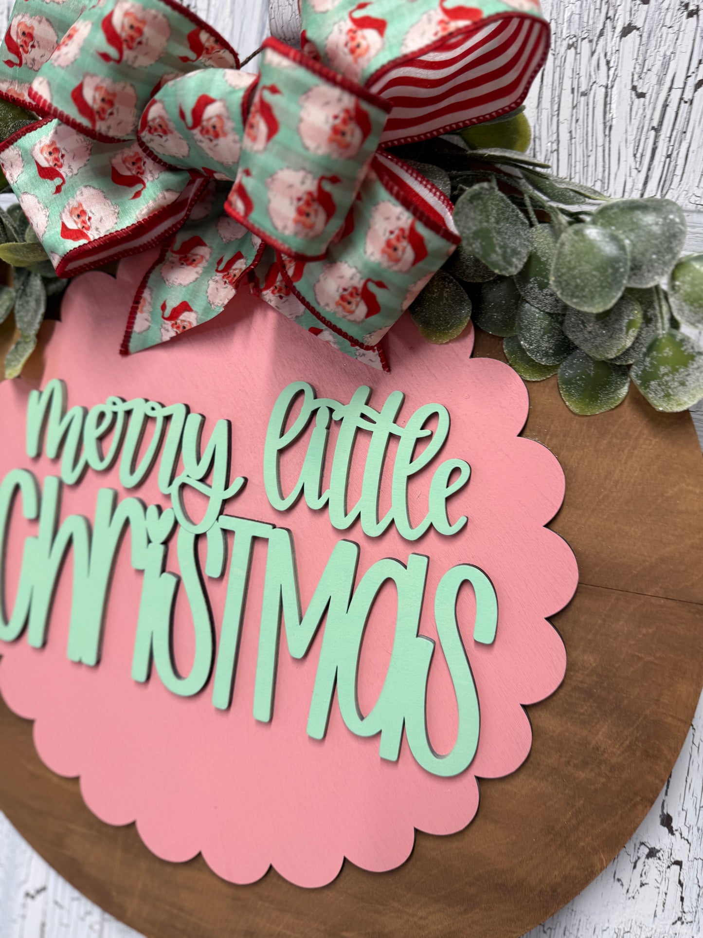 Christmas Front Door Hanger Wreath, Wooden Gift for New Homeowner, Merry Little Warm Holiday Greeting Wall Decor, From Realtor to Clients