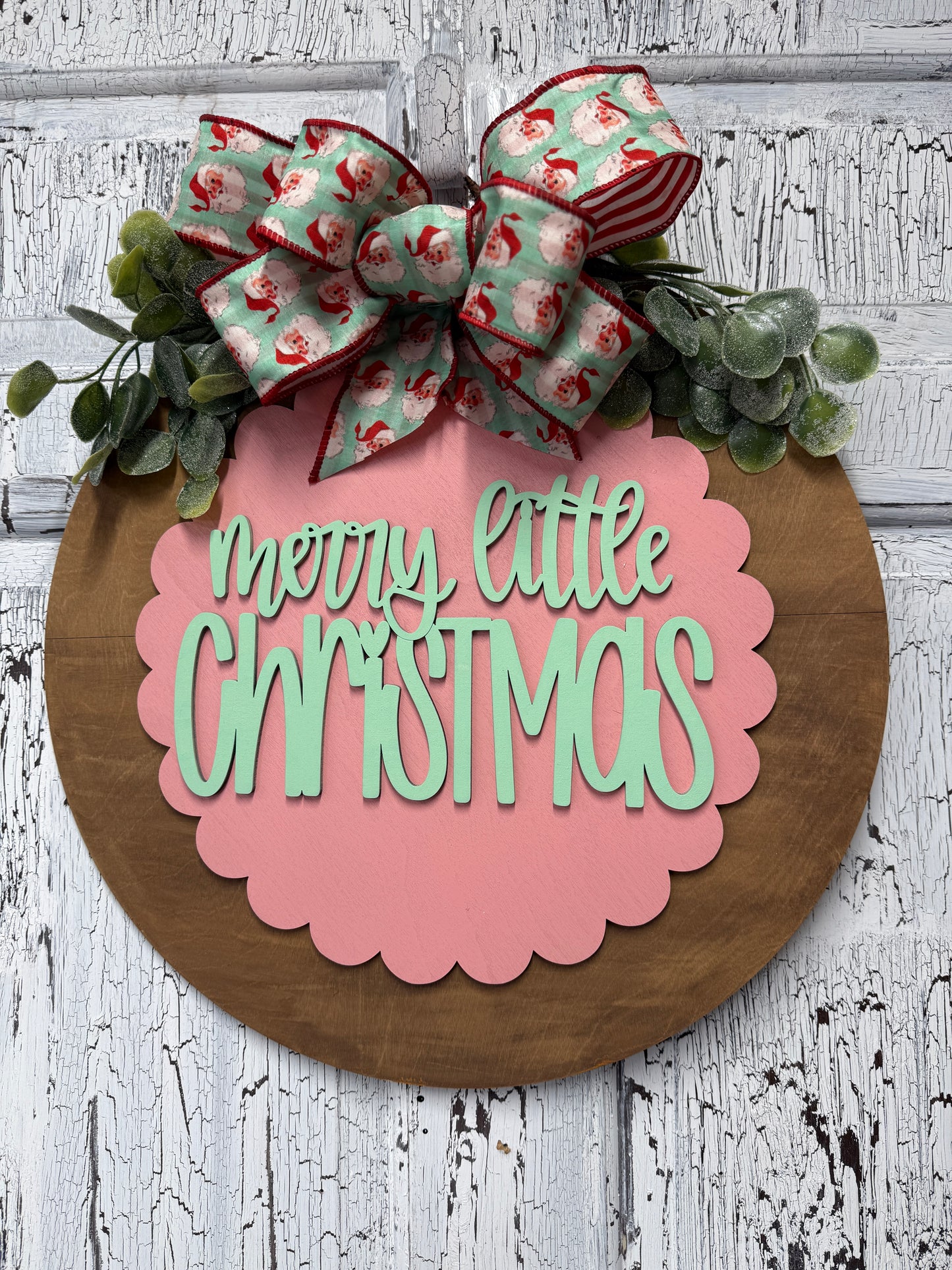 Christmas Front Door Hanger Wreath, Wooden Gift for New Homeowner, Merry Little Warm Holiday Greeting Wall Decor, From Realtor to Clients