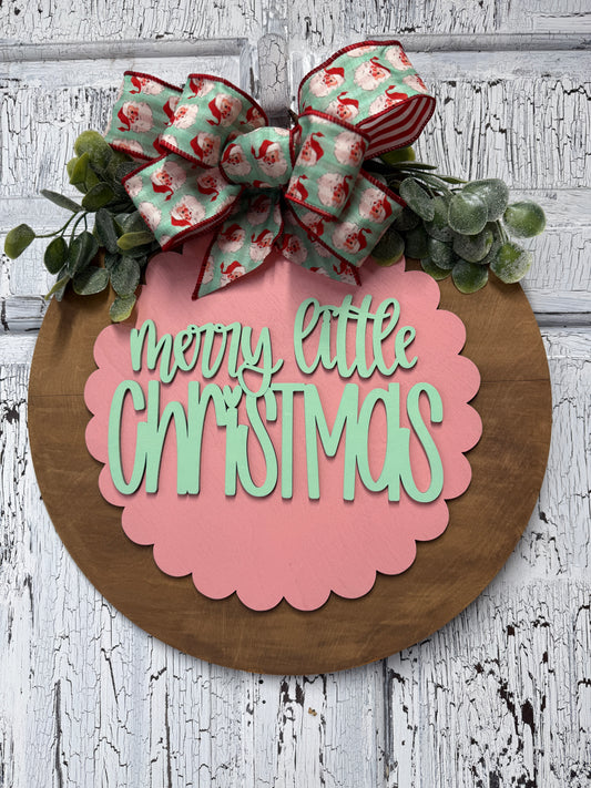 Christmas Front Door Hanger Wreath, Wooden Gift for New Homeowner, Merry Little Warm Holiday Greeting Wall Decor, From Realtor to Clients