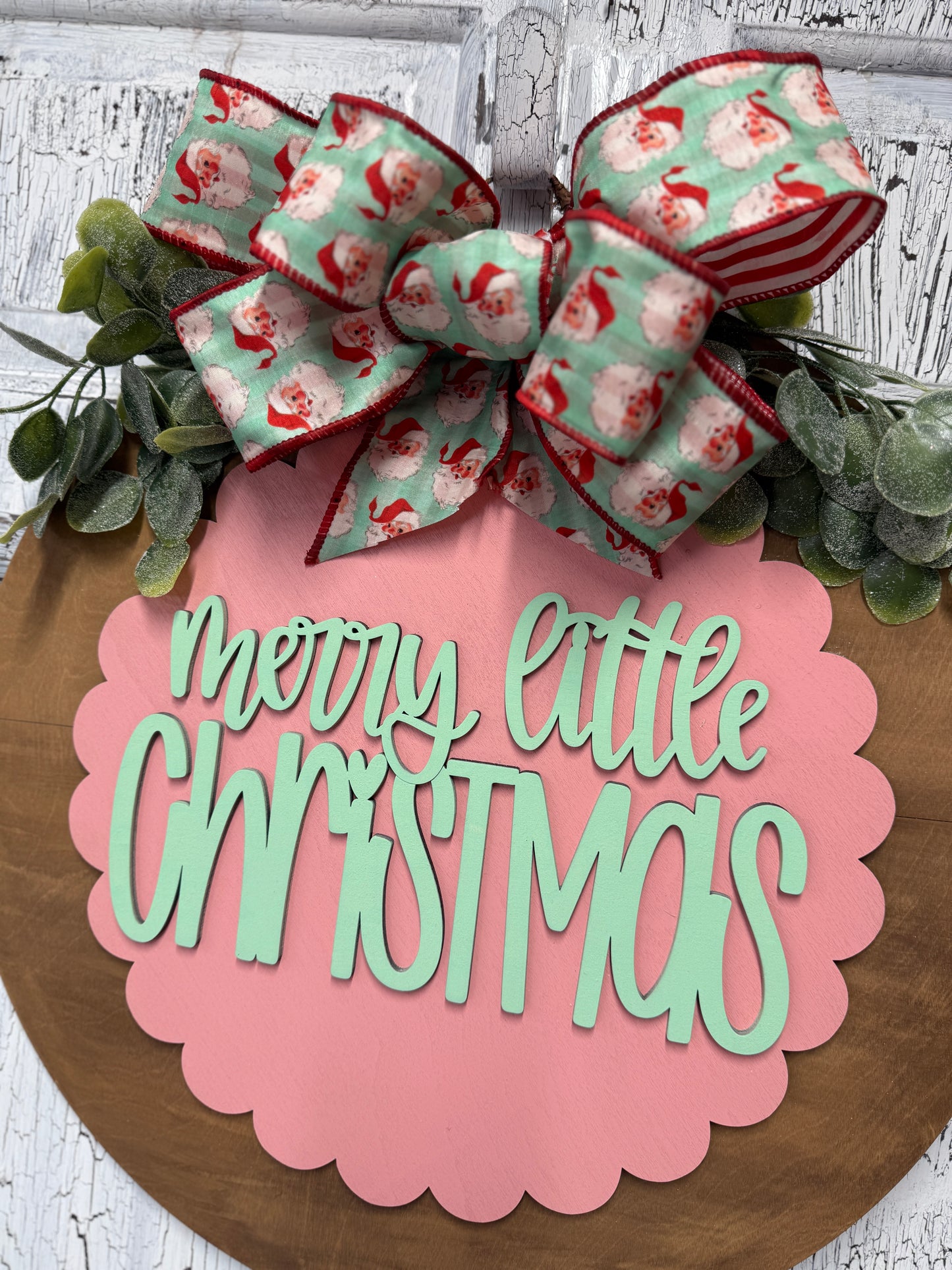 Christmas Front Door Hanger Wreath, Wooden Gift for New Homeowner, Merry Little Warm Holiday Greeting Wall Decor, From Realtor to Clients