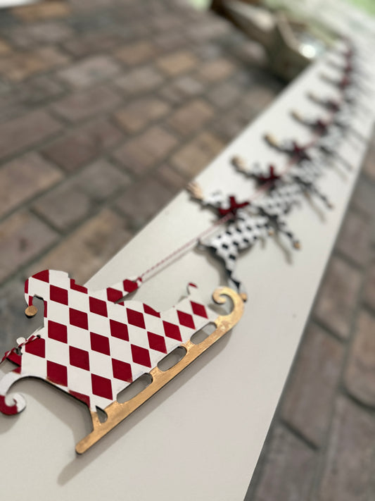 Santa Sleigh and Reindeer Garland / Banner Laser Cut Blank for DIY Project