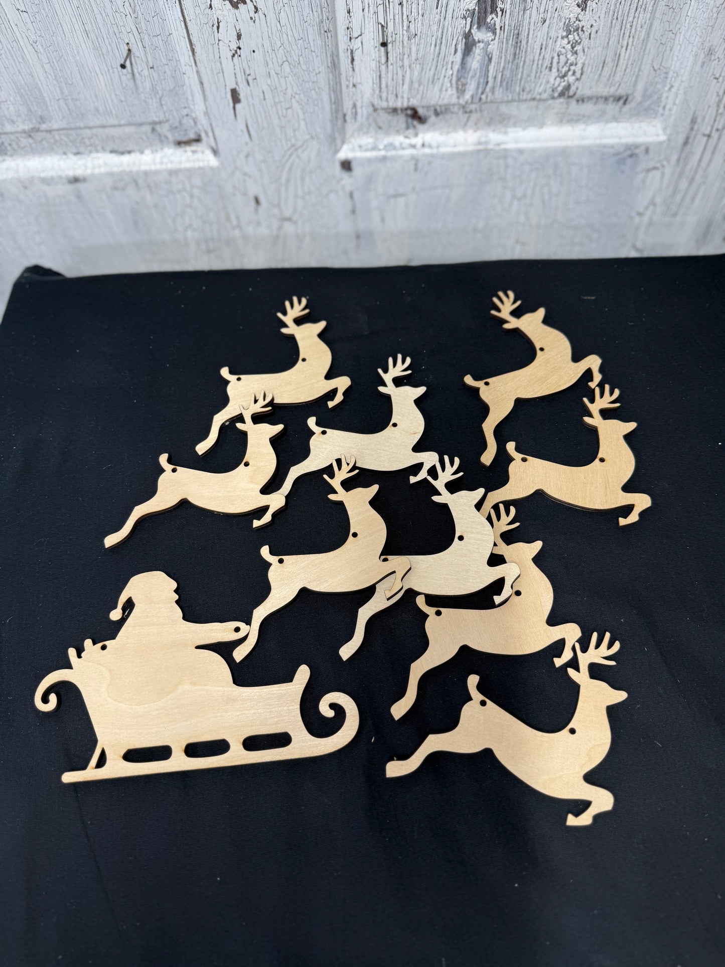 Santa Sleigh and Reindeer Garland / Banner Laser Cut Blank for DIY Project
