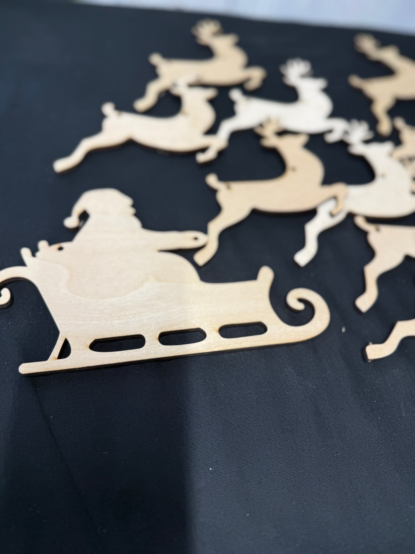 Santa Sleigh and Reindeer Garland / Banner Laser Cut Blank for DIY Project