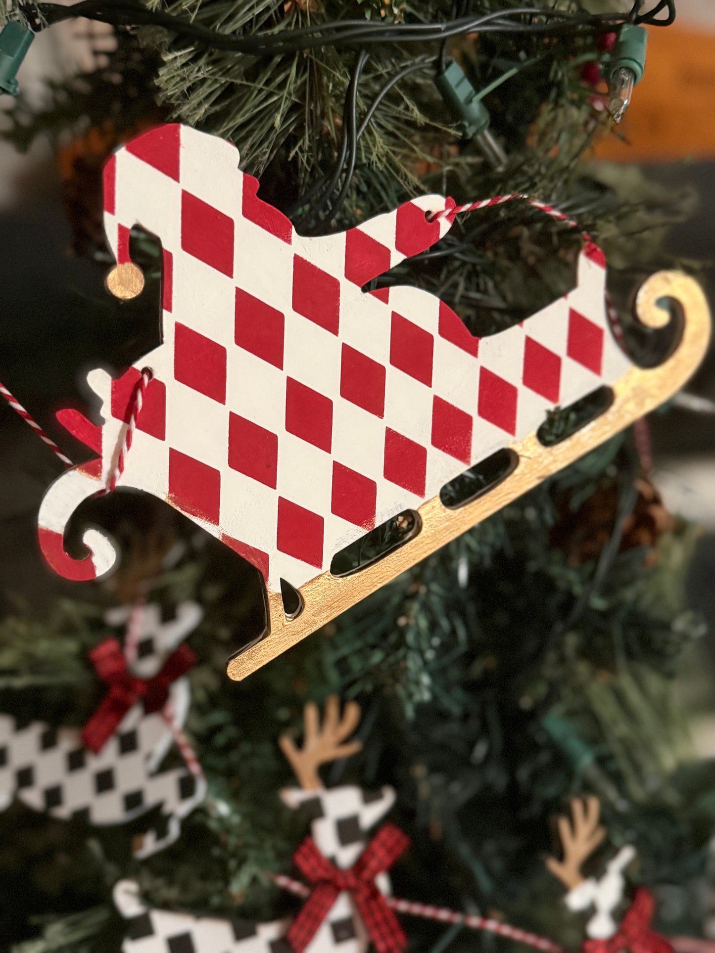Santa Sleigh and Reindeer Garland / Banner Laser Cut Blank for DIY Project