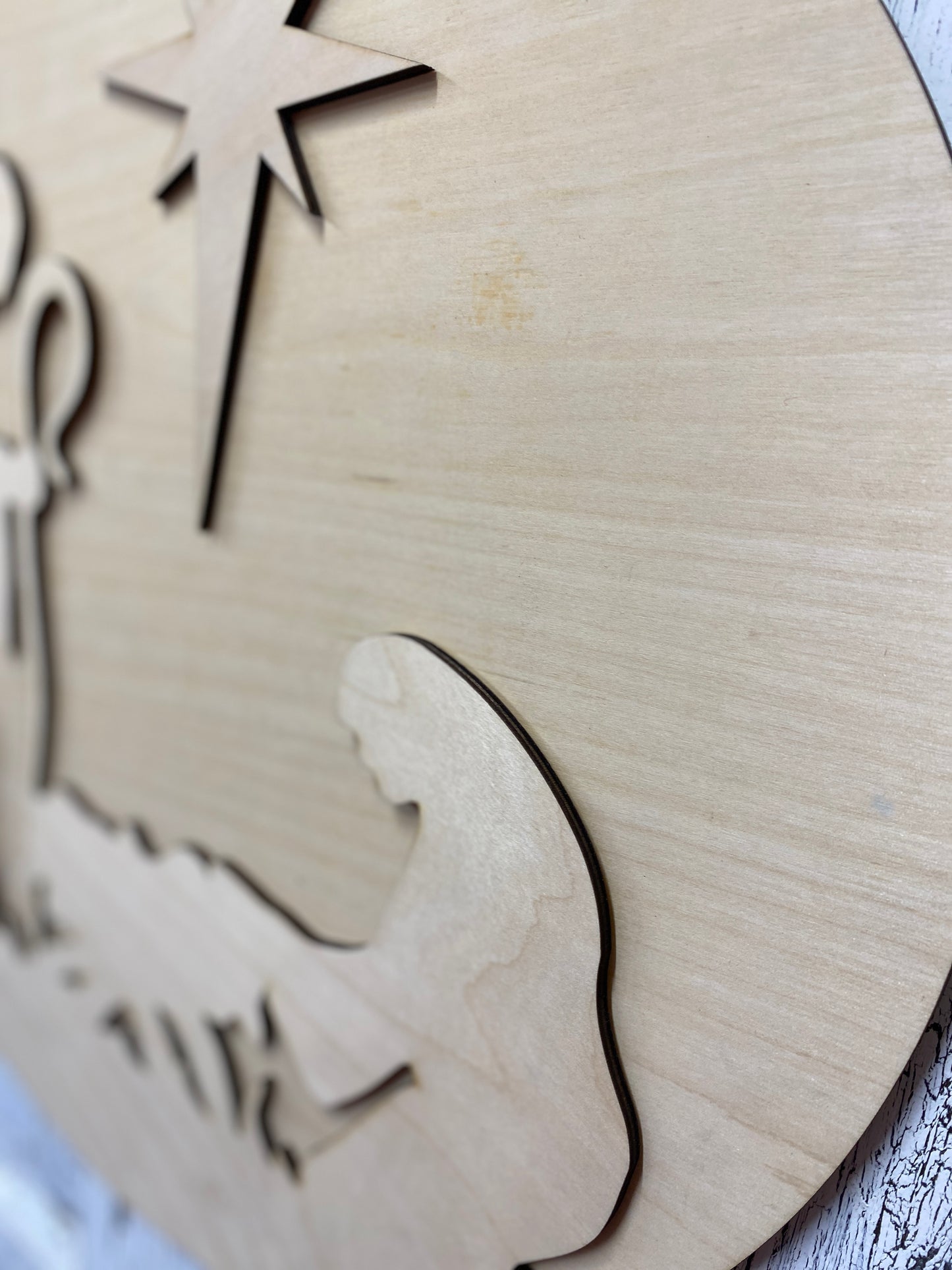 Nativity Silhouette Door Hanger, Laser Cut Wooden Blank DIY Kit