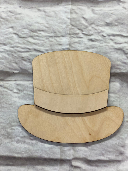 Unfinished Wooden Top Hat Cutout – DIY Craft Shape for Painting, Wreaths, Holiday Decorations, Snowman Hats, and Door Hangers
