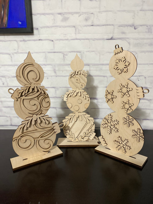 Stacked Ornaments / Ornament Topiary / Christmas Decor Laser Cut Wooden Blank