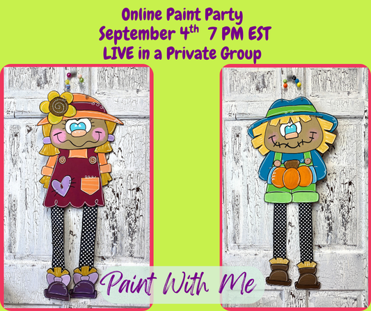 Scarecrow or Ms Scarecrow Ribbon Leg Paint With Me Online Paint Party / Virtual Workshop
