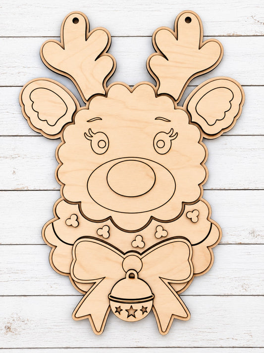 Christmas Reindeer Door Hanger | DIY Blank or Painted Holiday Decor
