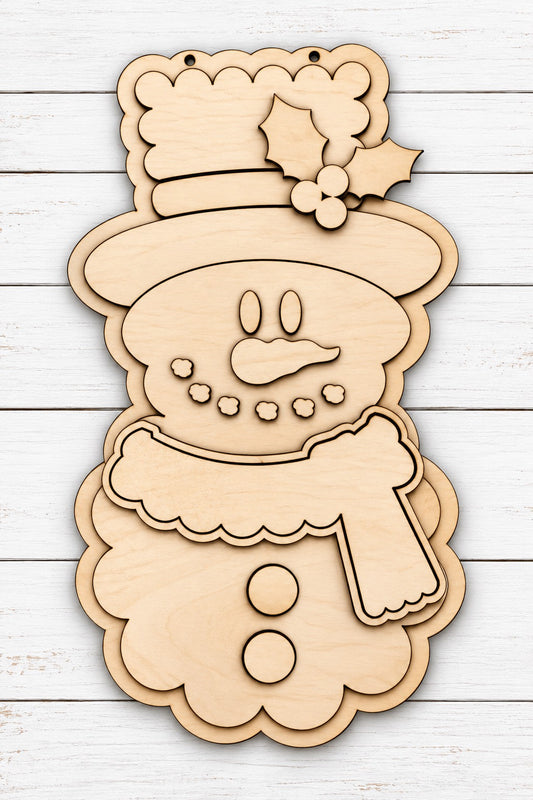 Christmas Snowman — Painted or DIY Blank Shelf Sitter & Ornament