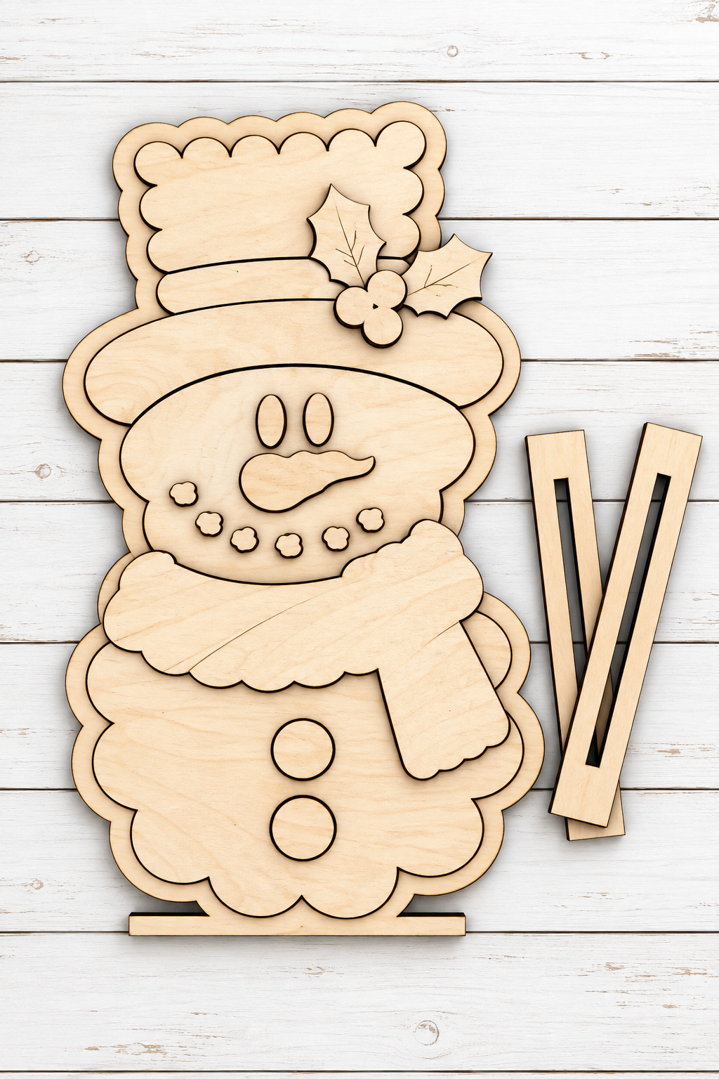 Christmas Snowman — Painted or DIY Blank Shelf Sitter & Ornament