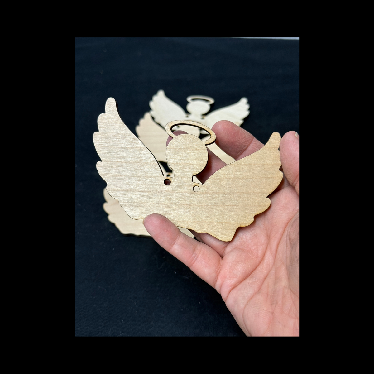 Wooden Angel Tassel Ornaments – 6 Pk. DIY Memorial Keepsake Blanks with Ribbon or Fabric Slot