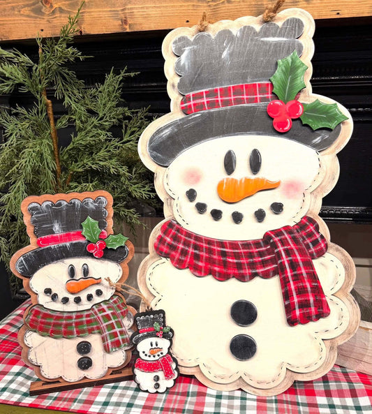 Christmas Snowman — Painted or DIY Blank Shelf Sitter & Ornament