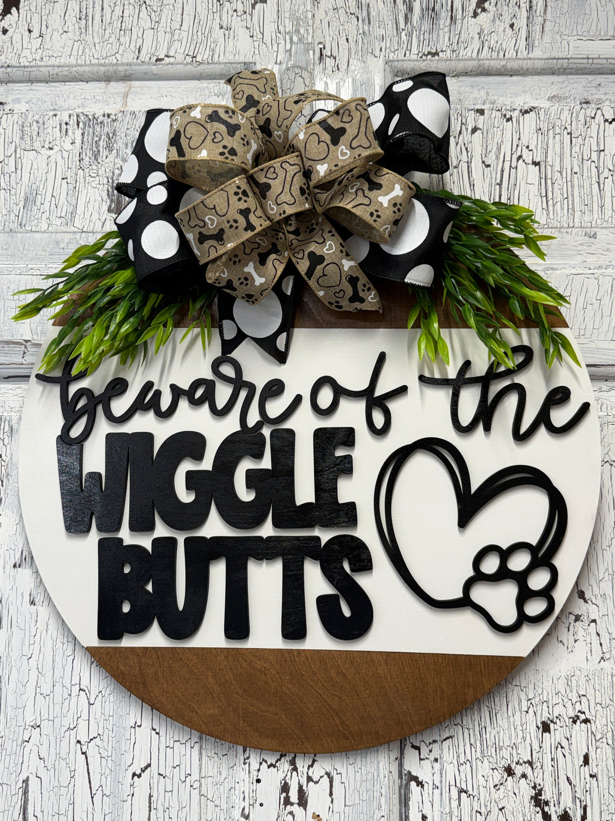 Beware of the Wiggle Butts DIY Wood Door Hanger Kit | Funny Dog Sign