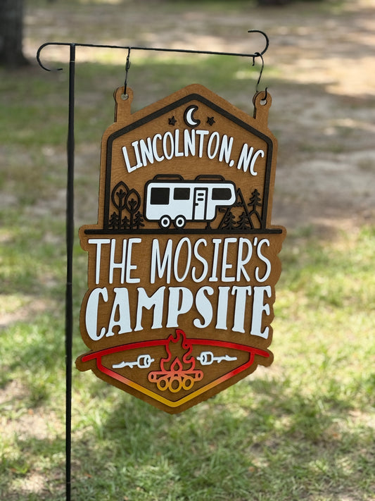 Campsite Personalized Sign, Welcome to Our Campsite Flag