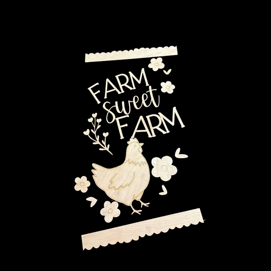 Chicken Farm Porch Leaner & Door Hanger Welcome to our Coop DIY Wood Cutout Set