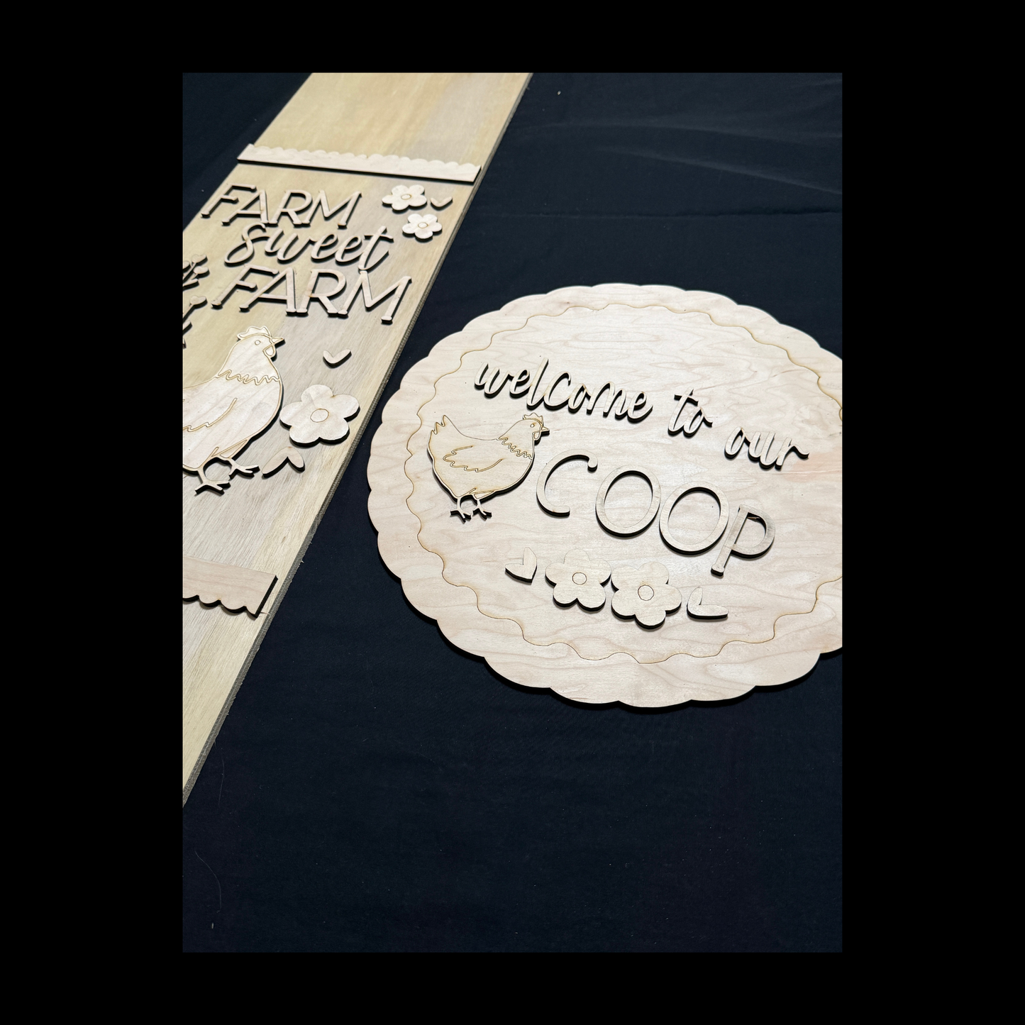 Chicken Farm Porch Leaner & Door Hanger Welcome to our Coop DIY Wood Cutout Set
