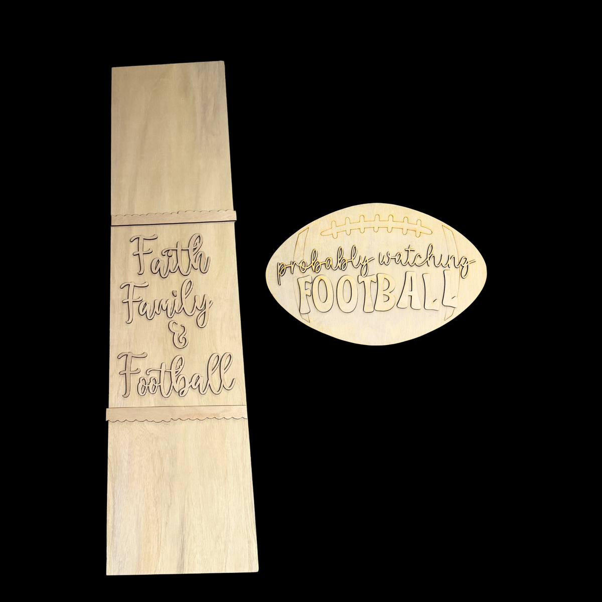 Faith Family Football Porch Leaner DIY Wood Kit - Reusable Football Stencil