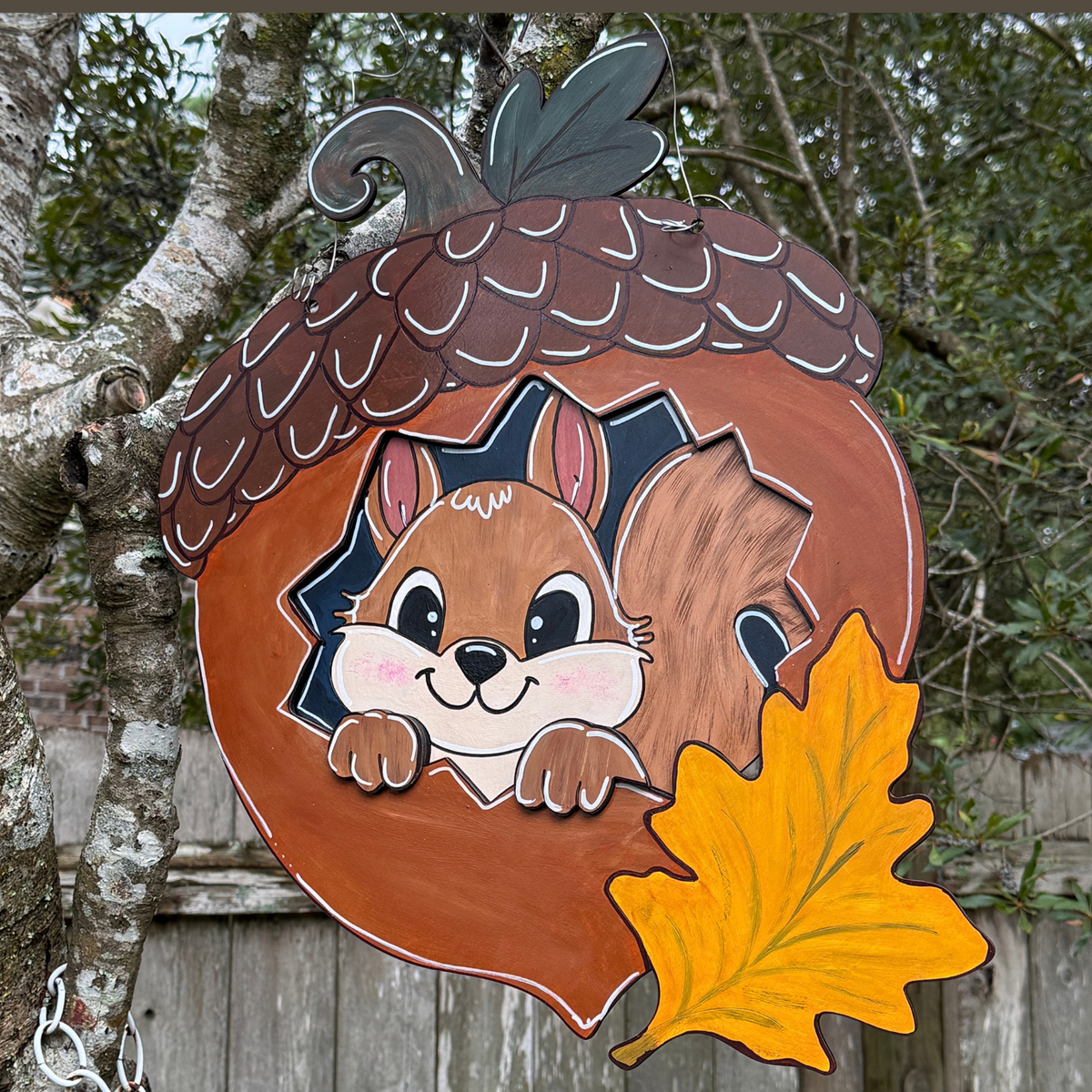 Fall Squirrel Acorn Door Hanger