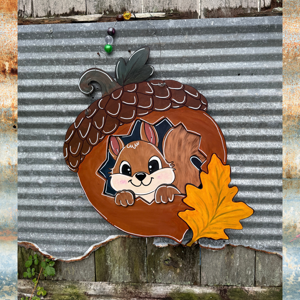 Fall Squirrel Acorn Door Hanger